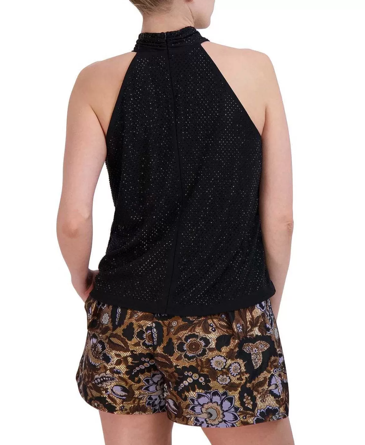 Cheap Crossed Halter Blouse With Pedreria Women Tops